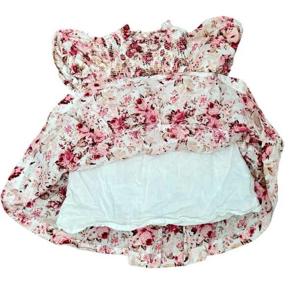 Janie and Jack Girls The Olivia Floral Smocked Short Sleeve Dress. 12-18 Months - Picture 7 of 11